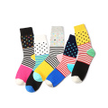 Beliebtes Punkt gestreiftes Design süßes Baumwoll farbenfrohe Mode lustige Frau Happy Socken